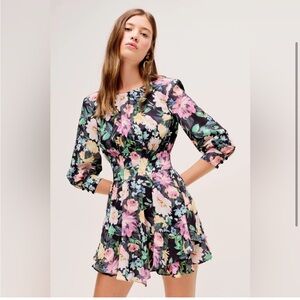 For Love And Lemons Floral Mini Dress - Black and Pink